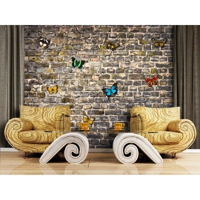 Fotomural BUTTERFLIES ON BRICKS FT-1435 2