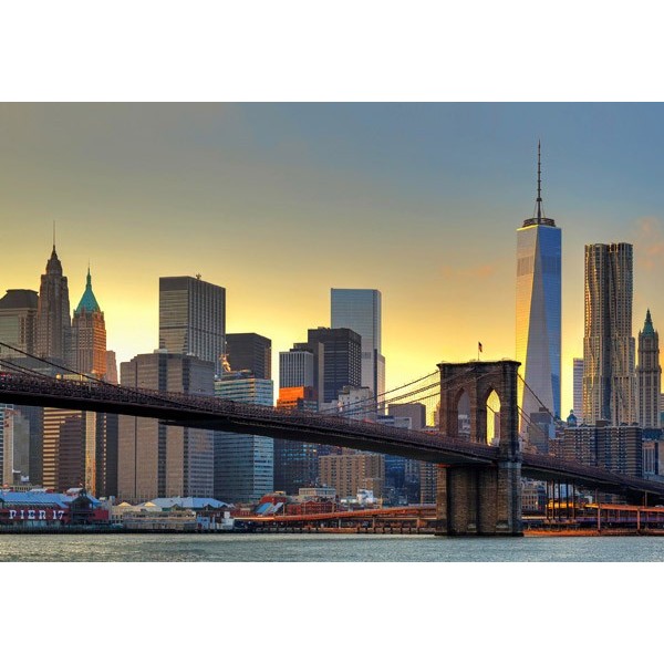 Fotomural BROOKLYN BRIDGE AT SUNSET