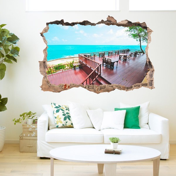 Vinilo Decorativo 3D Terraza Playa V3DA002