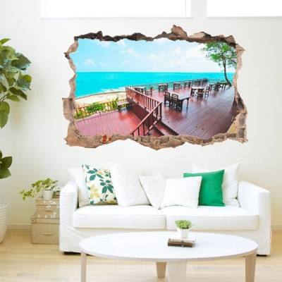 Vinilo Decorativo 3D TERRAZA PLAYA V3DA002