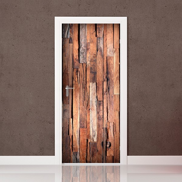 Fotomural puerta vinilo imitación madera- P085