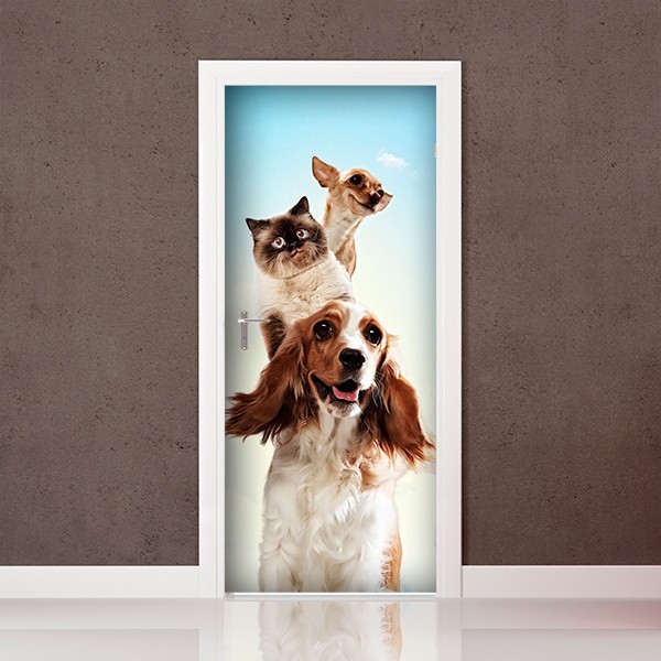 Fotomural puerta perros y gatos- P055