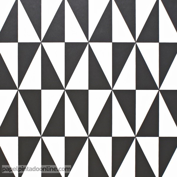 Papel pintado geométrico blanco y negro de triángulos