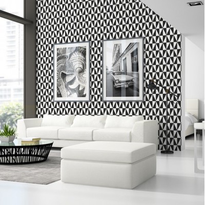 Paper pintat geometric blanc i negre triangles 2