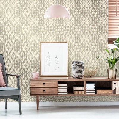 Papel pintado geométrico dorado HEXÁGONOS 945 Papel pintado geométrico dorado HEXÁGONOS 945