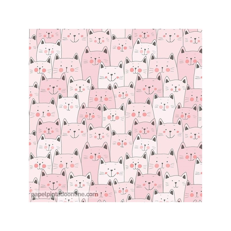 Papel de parede kawaii gatinhos rosa