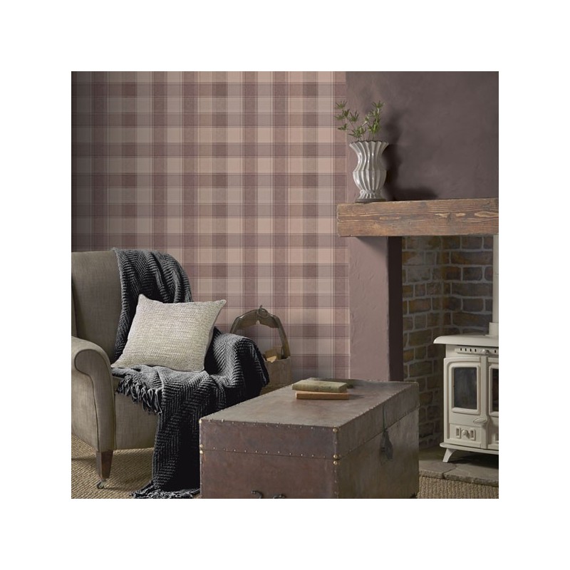 Papel pintado tartan marron