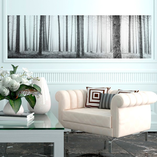 Fotomural Panoràmic Bosc Blanc i negre 0P-12005 Fotomural Panoràmic Bosc Blanc i negre 0P-12005