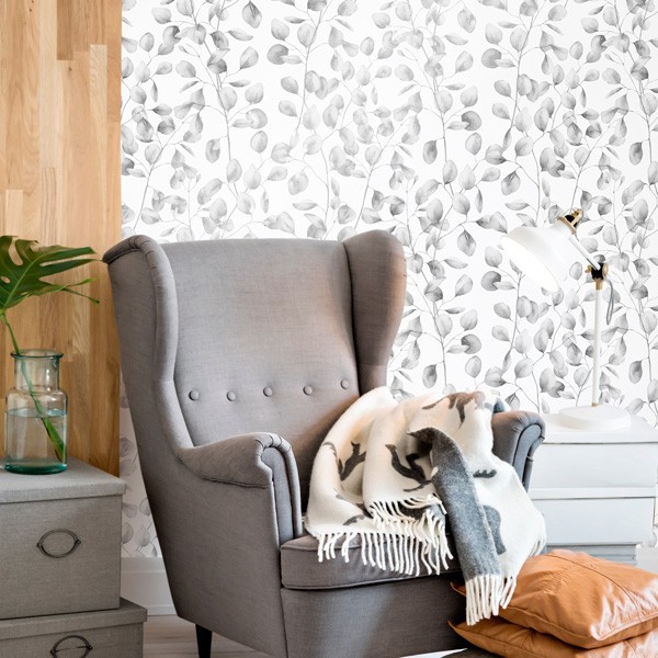 Papel de parede FOLHAS PRATEADAS 076