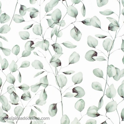  Papel de parede FOLHAS VERDE AQUARELA 078