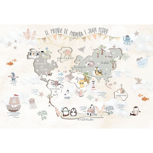 Mural Mapa Infantil Personalizable Fantasía VCMF-008