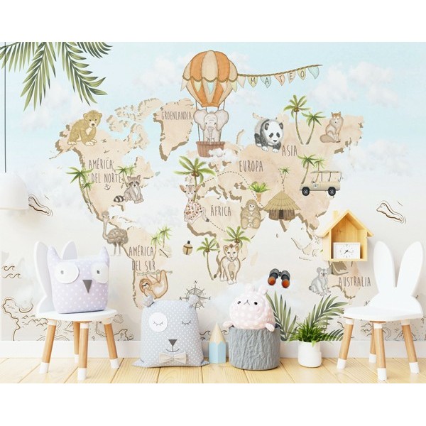 Mural Mapa Infantil Safari VCMA-001