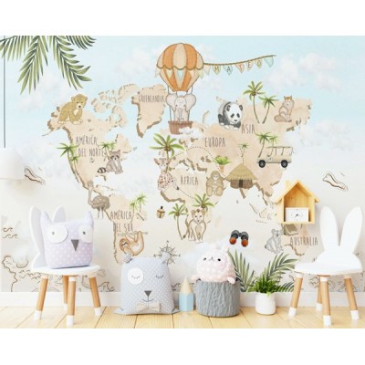 Mural Mapa Infantil Safari VCMA-001