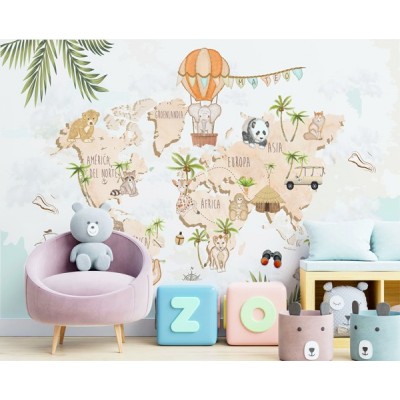 Mural Mapa Infantil personalizável Safari VCMA-002 2