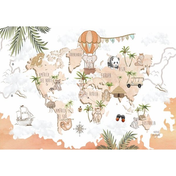 Mural Mapa Infantil personalizável Safari VCMA-003