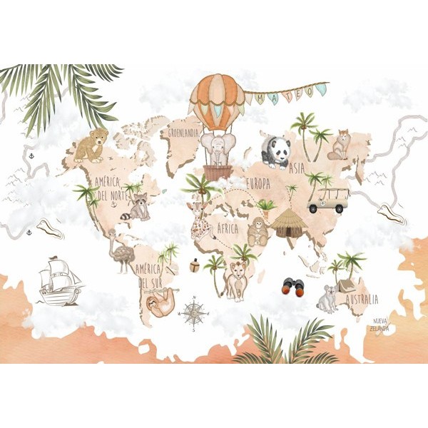 Mural Mapa Infantil Personalizable Safari VCMA-003