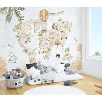 Mural Mapa Infantil personalizável Safari VCMA-003 Mural Mapa Infantil personalizável Safari VCMA-003