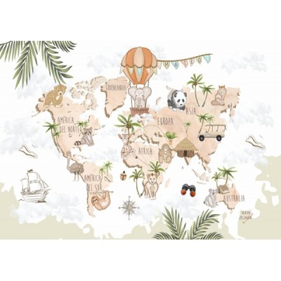 Mural Mapa Infantil Personalitzable Safari VCMA-005 Mural Mapa Infantil Personalitzable Safari VCMA-005