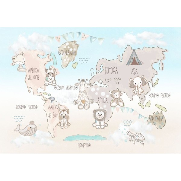 Mural Mapa Infantil personalizável Ternura VCMT-011