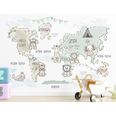 Mural Mapa Infantil personalizável Ternura VCMT-012 2