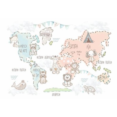 Mural Mapa Infantil personalizável Ternura VCMT-013
