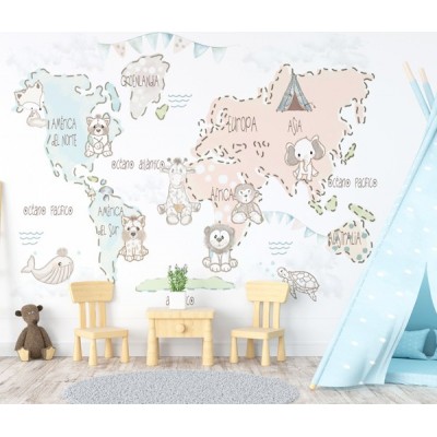 Mural Mapa Infantil personalizável Ternura VCMT-013 2