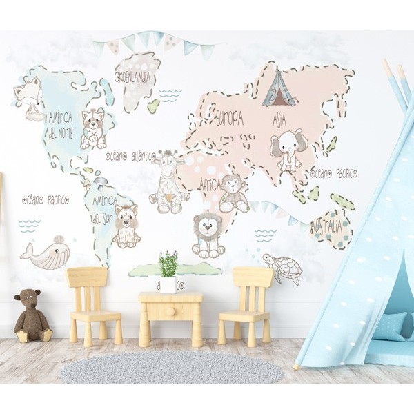 Mural Mapa Infantil personalizável Ternura VCMT-013 Mural Mapa Infantil personalizável Ternura VCMT-013
