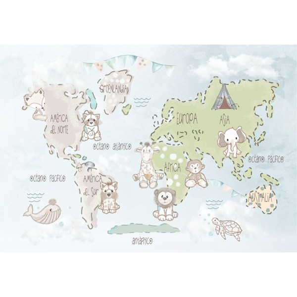 Mural Mapa Infantil personalizável Ternura VCMT-014