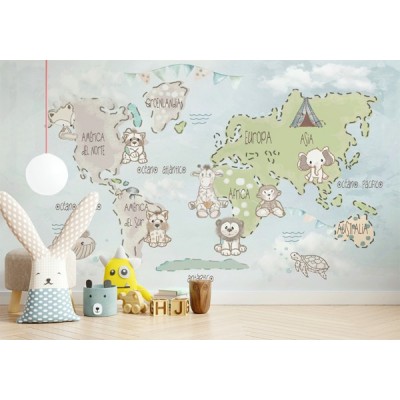Mural Mapa Infantil personalizável Ternura VCMT-014 2