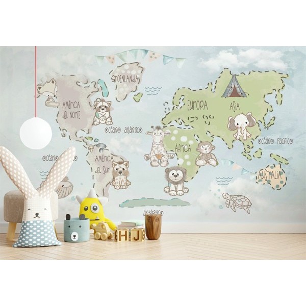Mural Mapa Infantil personalizável Ternura VCMT-014