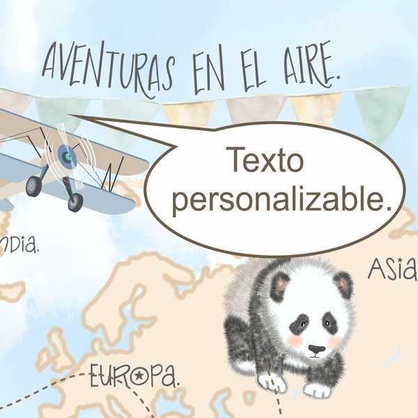 Mural Mapa Infantil personalizável Aventuras no Ar VCMA-016