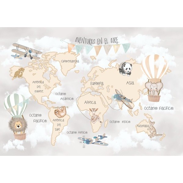 Mural Mapa Infantil Personalitzable Aventures a l'Aire VCMA-019