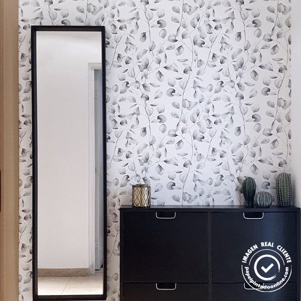 Papel de parede FOLHAS PRATEADAS 076