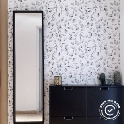 Papel de parede FOLHAS PRATEADAS 076