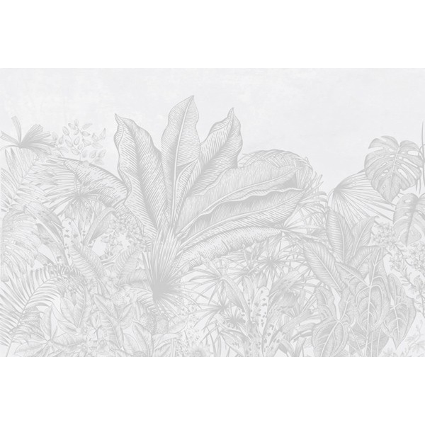 Mural Botânico Exótico Cinza ANIM008