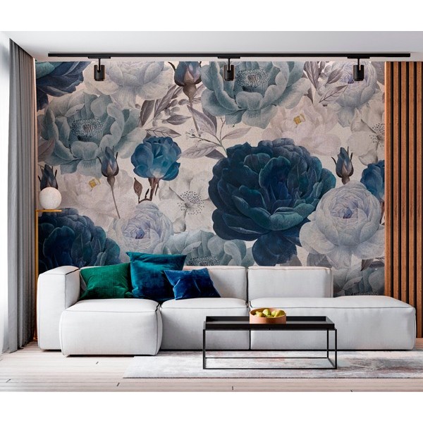 Mural peonias azules ANIM012 Mural peonias azules ANIM012