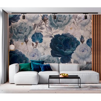 Mural peonias azules ANIM012 Mural peonias azules ANIM012