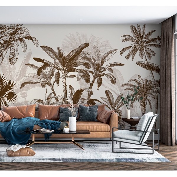 Mural Royal Palms Sepia ANIM017 Mural Royal Palms Sepia ANIM017