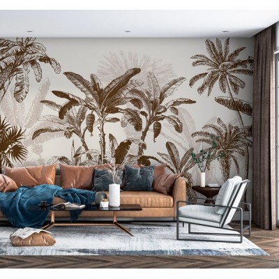 Mural Royal Palms Sepia ANIM017 Mural Royal Palms Sepia ANIM017