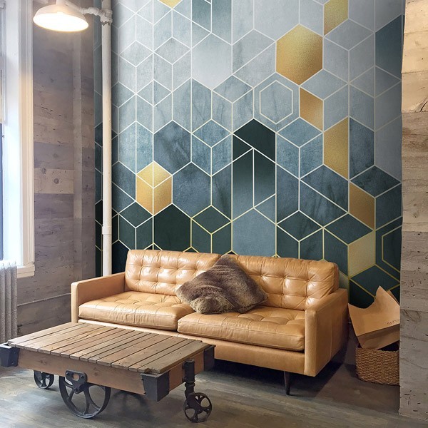 Mural Essentials Hexabeegon Blue 752-029