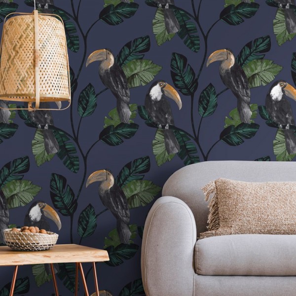 Paper pintat tucans blau marí