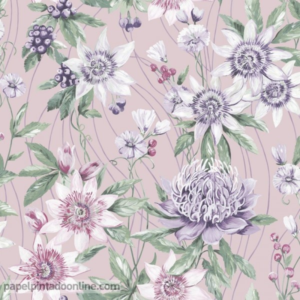 paper pintat floral elegant fons rosa 91322