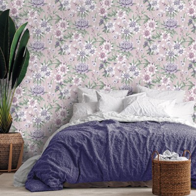 paper pintat floral elegant fons rosa 91322