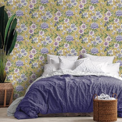 Paper pintat floral ocre 91321