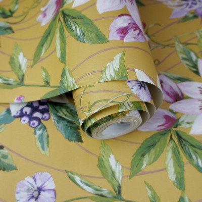 Papel de parede floral ocre 91321 Papel de parede floral ocre 91321