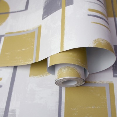 papel pintado geométrico ocre y gris efecto acuarela 91331 papel pintado geométrico ocre y gris efecto acuarela 91331