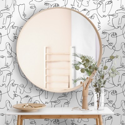 Papel pintado con rostros de color negro para decoración moderna 91273