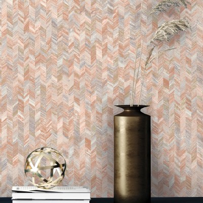 Papel pintado imitación tejido color tierra anaranjado 91290 2