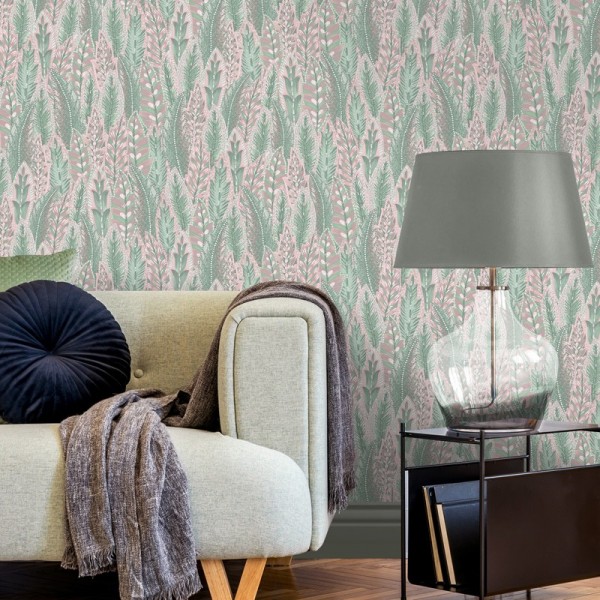 Paper pintat fulles verdes, rosa i plata 91301 Paper pintat fulles verdes, rosa i plata 91301