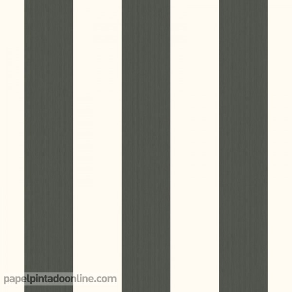 Papel pintado rayas negras y blanco roto